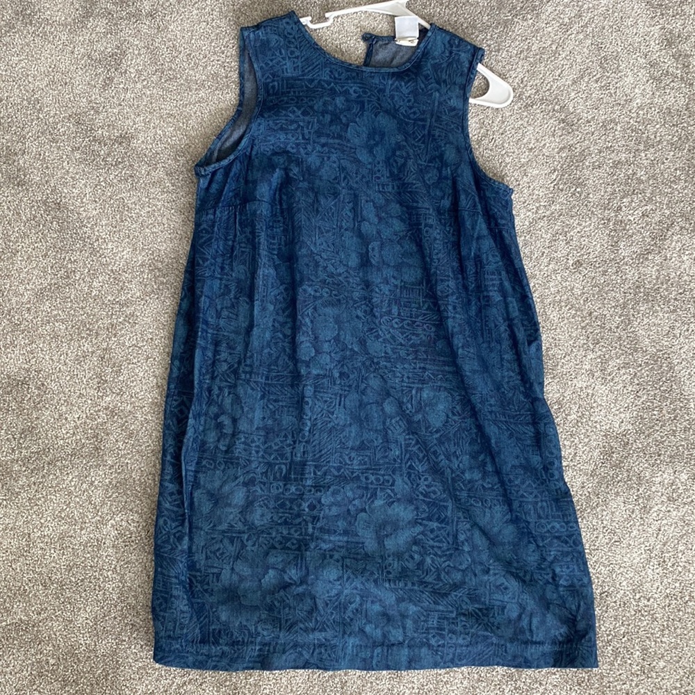 Blue Denim Flower Print Dress 16